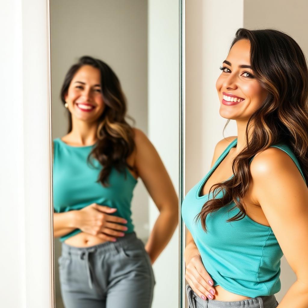 Mulher confiante e feliz